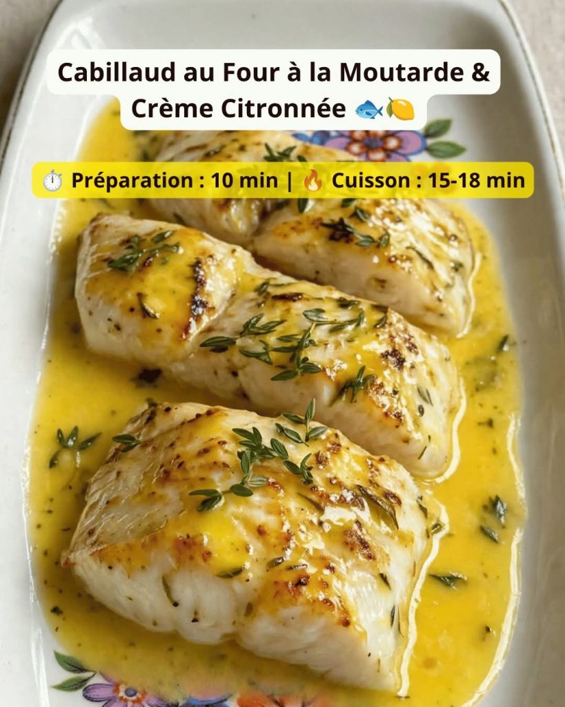 Cabillaud au Four à la Moutarde & Crème Citronnée 🐟🍋